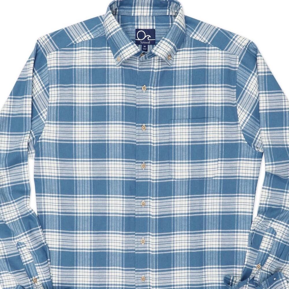 NEW Sunswell Oyster Cotton Performance Lightweight Plaid Flannel Button Down - Picture 9 of 9